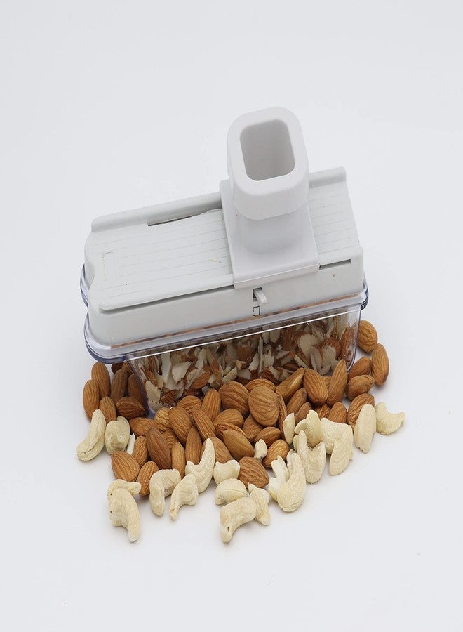 UNITRA Vegetable and Dry Fruit Slicer - Multipurpose Dry Fruit, Garlic Ginger Slicer with Hand Guard, Thickness Setting and Container - Image 1